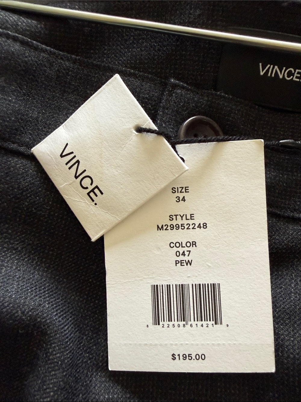 Men’s Vince Black Pewter Dress Pants 34 x 28